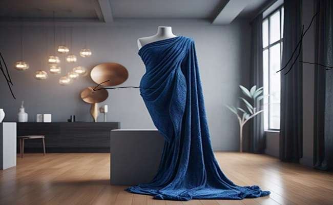 chenille fabric in blue color